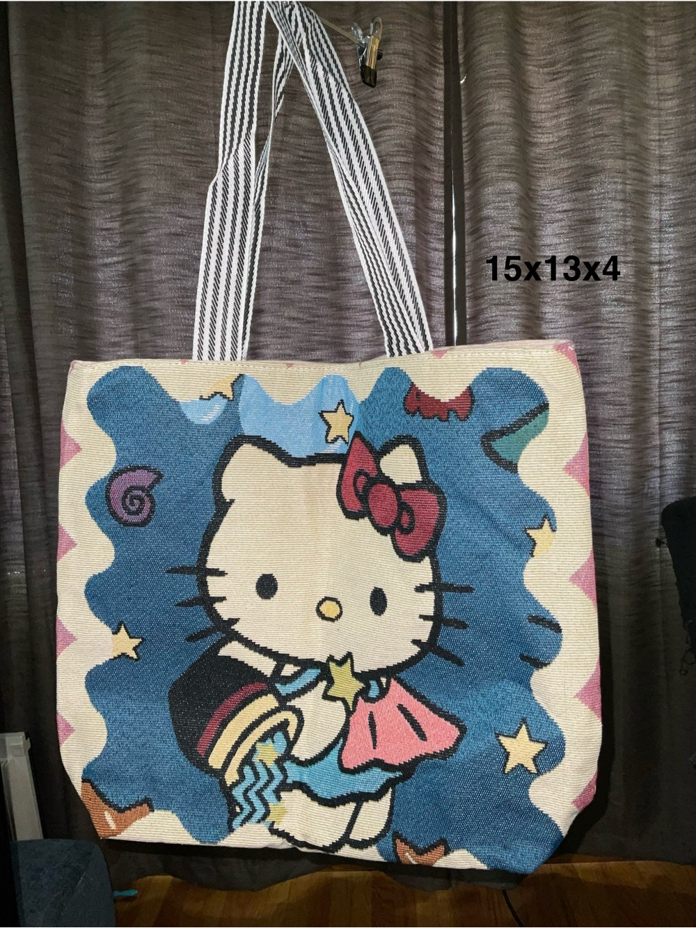 Hello Kitty Multicolor Graphic Tote - Blue, Cream, Pink